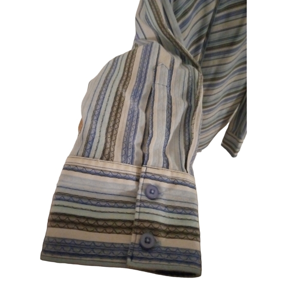 Casual Button Up Visivo Diagonal Striped Design Long Slve. Night Out Office 4X - Picture 6 of 8